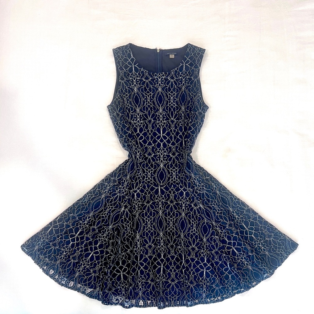 Tommy Hilfiger Navy and White Lace Mini Dress